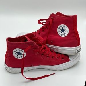 Red Hi Top Converse Chuck Taylor II with Lunarlon